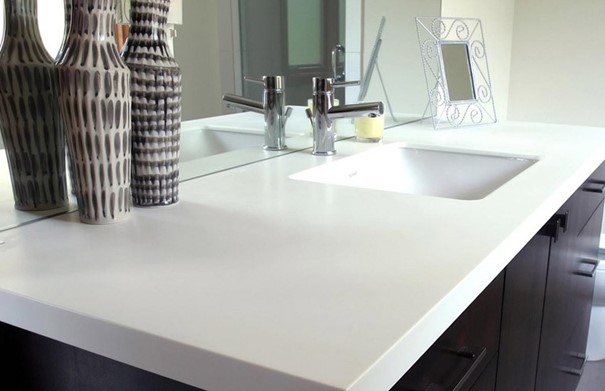 Solid surface bathroom countertops are a popular choice for any bathroom. Made of acrylic or polyester, they are seamless, easy to clean, and don't harbor bacteria. They are also extremely durable, and require almost no maintenance. The best part is that solid surface countertops are priced between $45 and $75 per square foot.